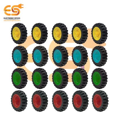 40mm x 12mm Multicolor Robotics Toy Smart Car Wheel with Grip (20 Pcs)